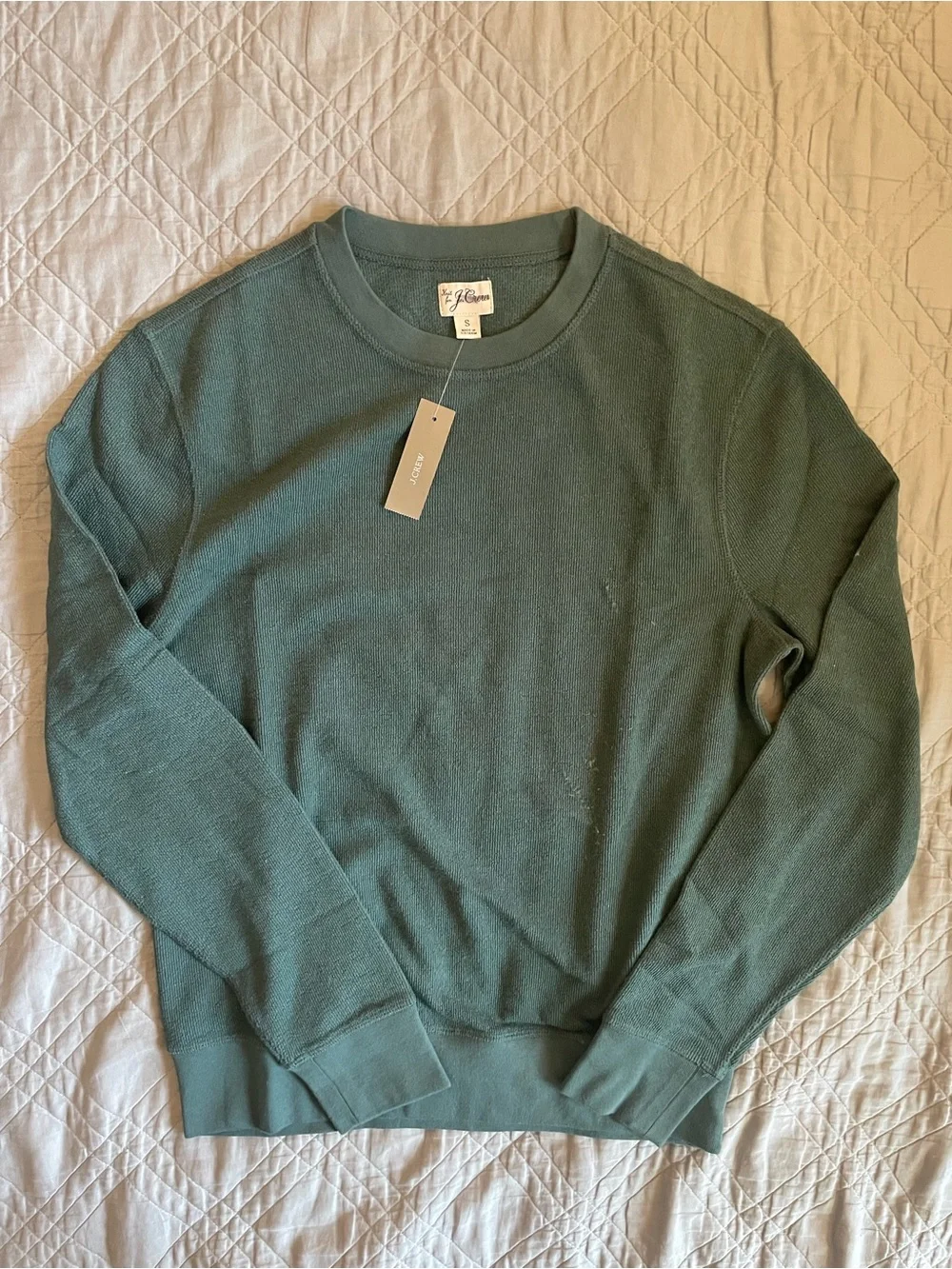 J. CREW Long-sleeve textured sweater-tee in Graffiti Green Size S $69.50 BW407